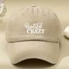 Crazy Beautiful' Printed Vintage Washed and Aged Outdoor Peaked Cap Trendy Curved Brim Baseball Hat Soft Top American Peaked Cap