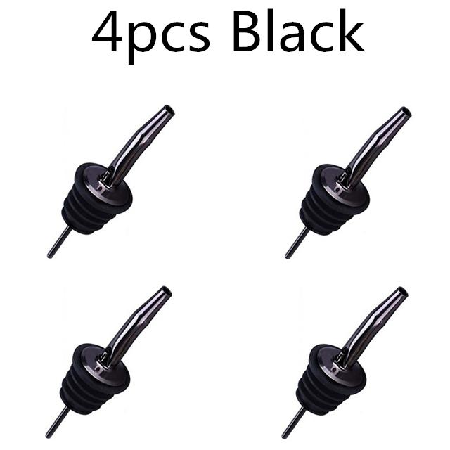 4pcs/set Wine Bottle Pourer Stopper Stainless Steel Wine Liquor Spirit Pourer Free Flow Wine Bottle Pour Spout Stopper Barware