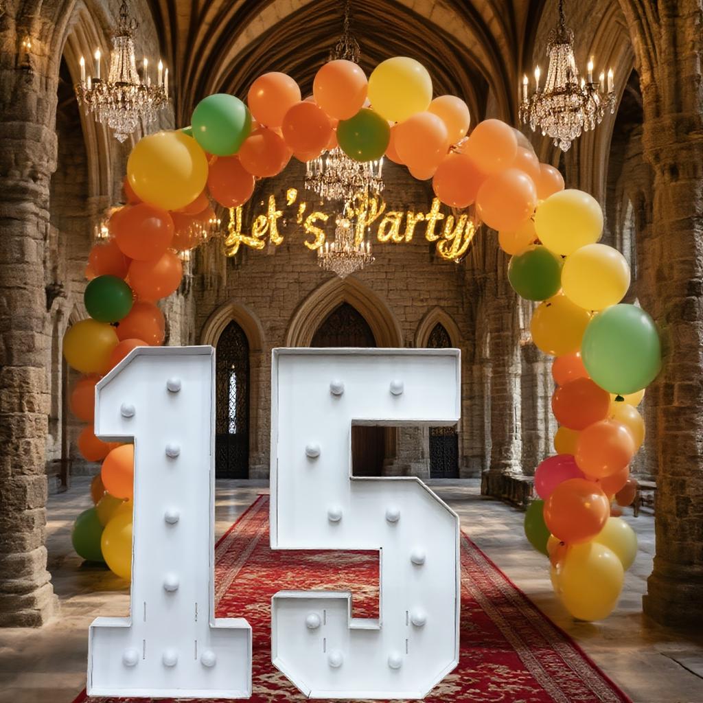 2pcs/set 91.5cm Large Light-Up Number 15 Marquee Sign,Glowing Decor,Photo Booth Prop for 15th Birthday,51th Anniversary,Graduation Holiday Party Decor