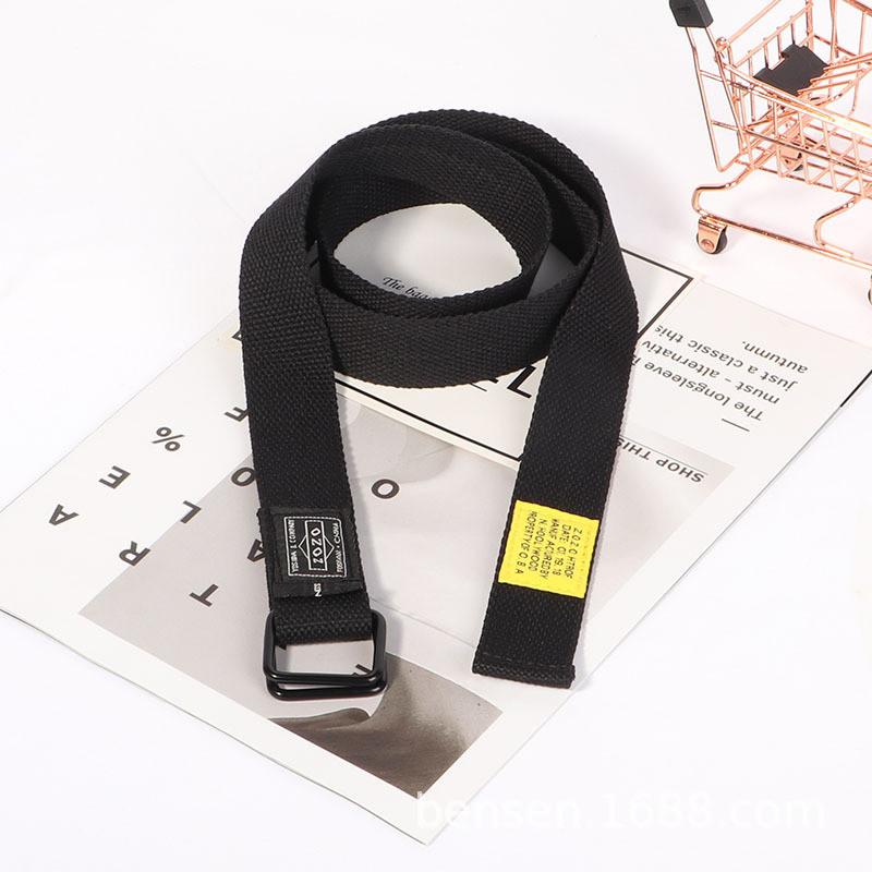 Unisex Cargo Belt Pants Canvas Waistband Extended Length Pants Strap Students