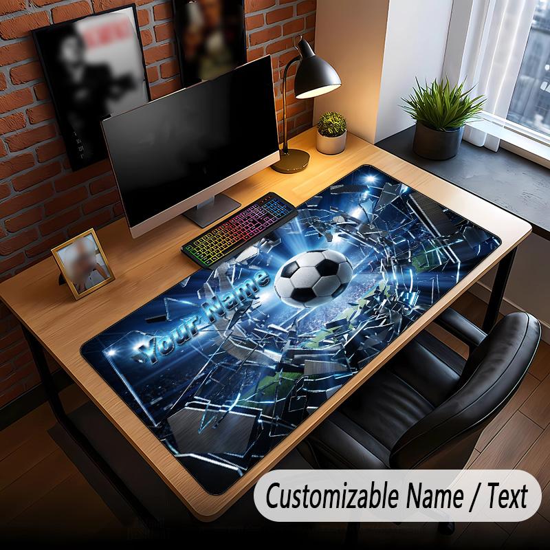 Soccer Theme Custom Mouse Pad Personalized With Name Text Customized Desk Mat For Office Home Decor