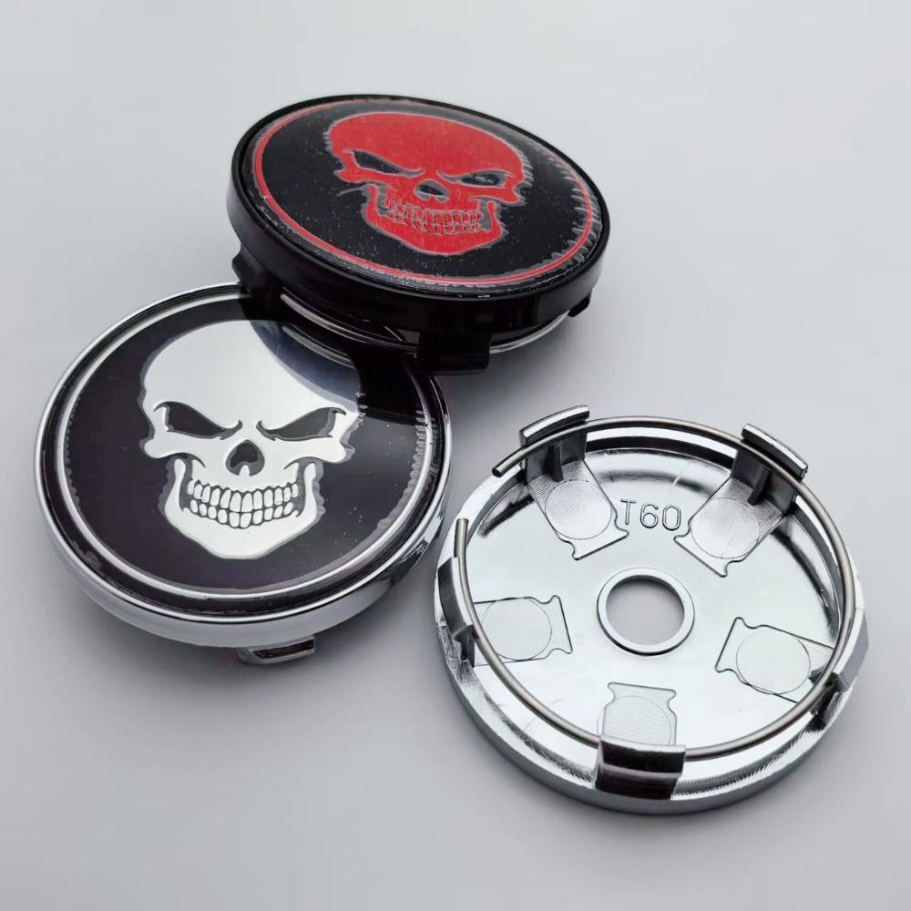 4ks 60MM ( 56 MM Vnitřní průměr) Logo lebky Znak Krytky středů kol auta Stylingové doplňky pro kola Náboj Ráfek Krytky nábojů Kryt Znak Výměna