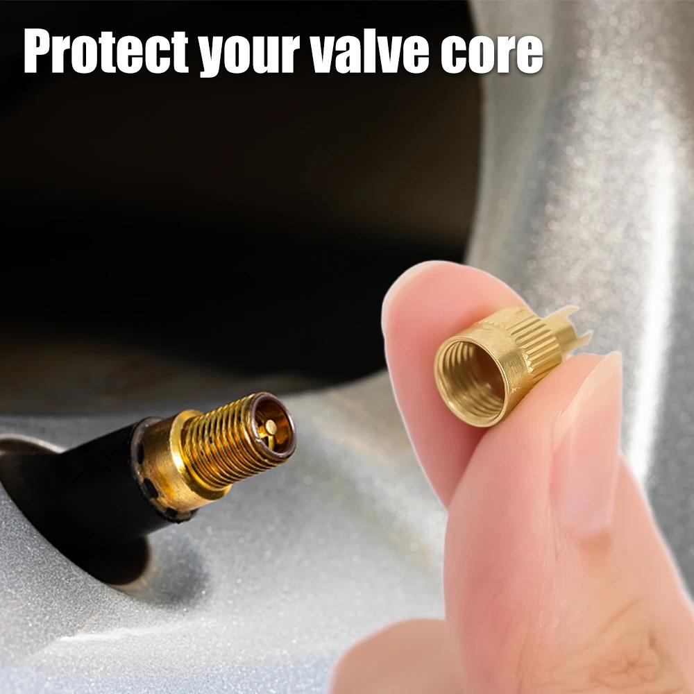 10/40pcs Copper Slotted Head Tire Valve Stem Cap with Core Remover Tool for Auto Motorcycle Bike Tire Wheel Stem Air Valve Caps