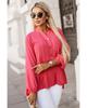Azura Exchange Half Buttoned Ruffle Tiered Long Sleeve Blouse