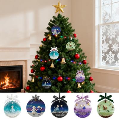 Sea Glass Friendship Ornament Round Handmade Sea Glass Christmas Tree Ornament with Heartwarming Message Friendship Gifts for Best Friends