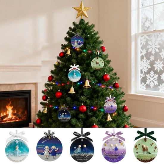 Ozdoba přátelství z mořského skla Kulatá ručně vyrobená ozdoba na vánoční stromeček z mořského skla s hřejivým poselstvím Dárky přátelství pro nejlepší přátele