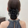 Hair Snoods for Women Hair Clip Barrette With Net Chignon Hair Bun Cover Bow knot Decor Hair Clip Hairnet Hair Accessory