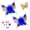 2 Pcs Butterfly Hair Clips Colorful Shiny Flying Butterfly Hairpin with Soft Hairball for Girls