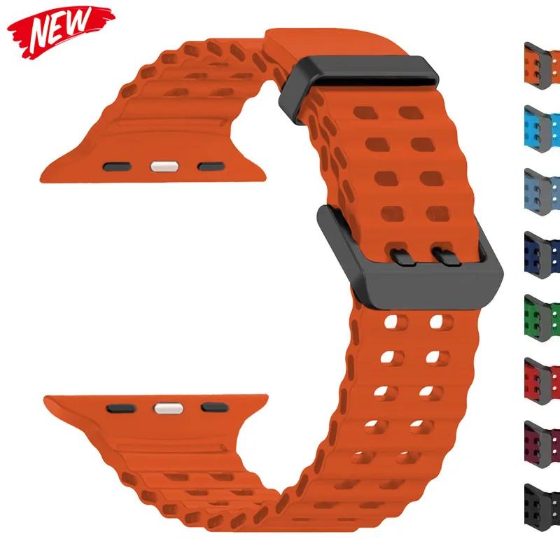 Cinturino in Silicone per Apple Watch Ultra 2 49mm 46 45 44 42mm 38mm 41mm 40mm Cinturino Sportivo per IWatch Serie 9 8 7 6 SE 5 4 3 2 Correa