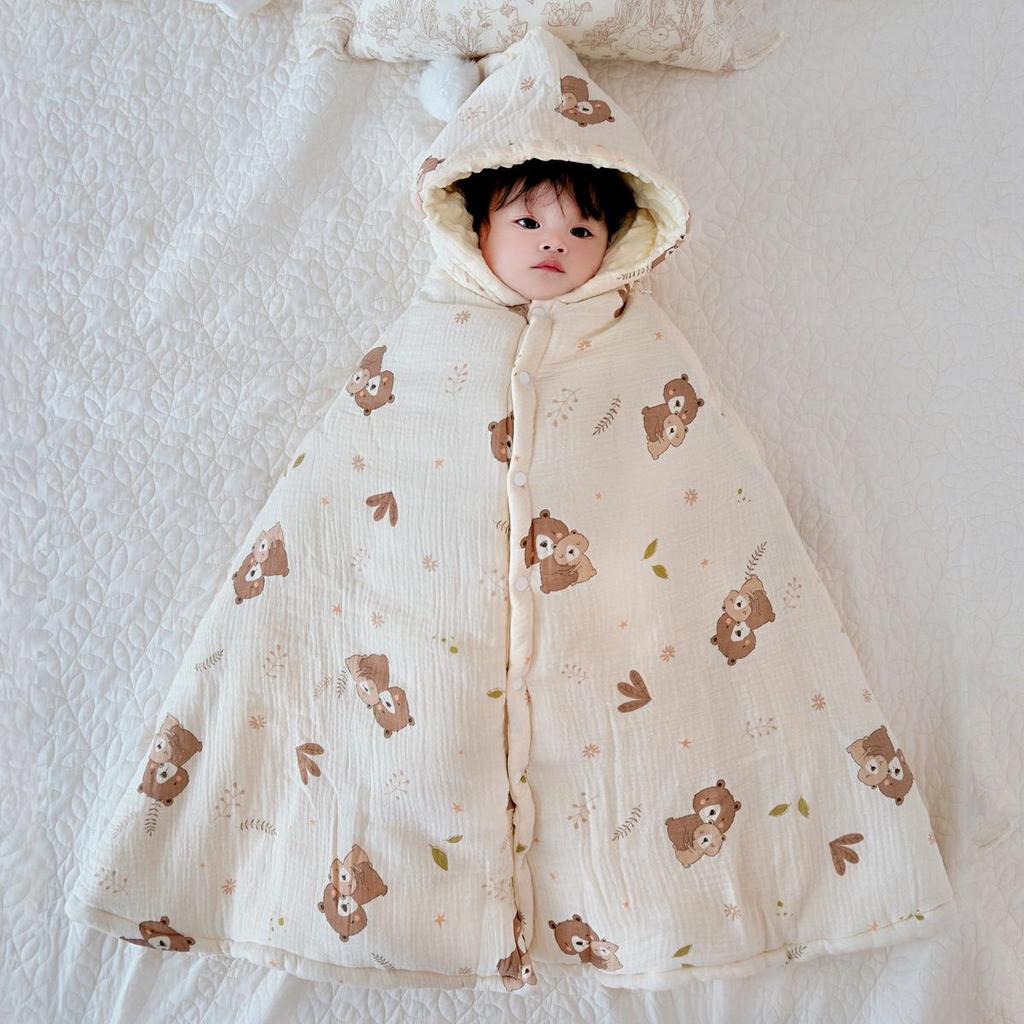 Cartoon Windproof Baby Cloak for Boys & Girls - Thickened Pure Cotton Autumn/Winter Cape