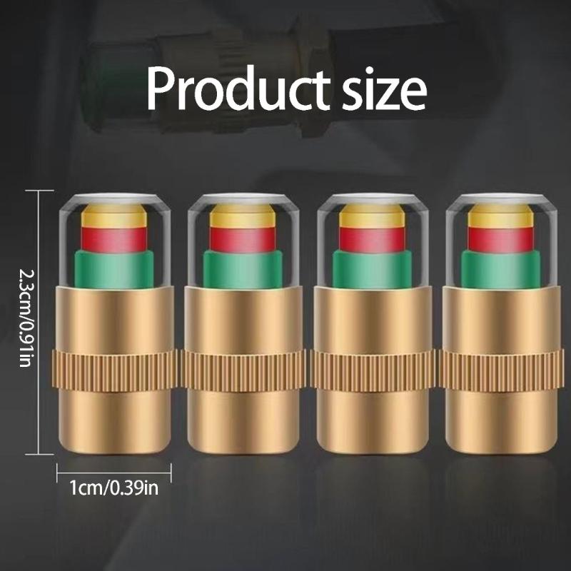 Visual Tire Pressure Indicator Cap for Quick Check with Green Yellow Red Warning Helps Avoid Blowouts Improve Safety on All Vehicles