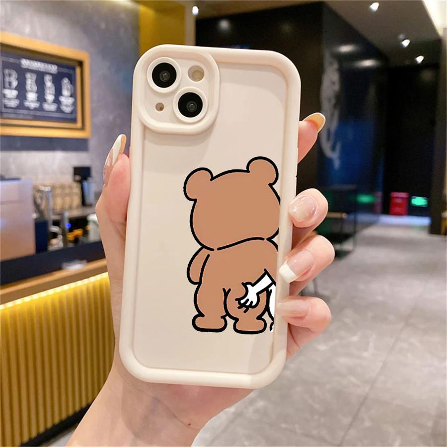Best Friend Bear Rabbit Case for Apple iPhone 11 15 Pro Max 14 Plus 13 12 16 Shockproof Protective Silicone Funda Phone Cover