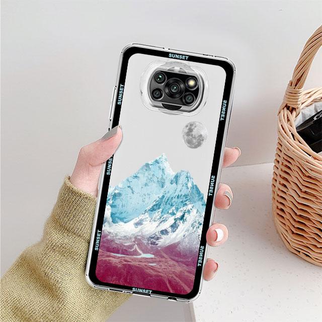 

Эстетичный прозрачный чехол Snow Mountain для Xiaomi Mi Poco X3 NFC M3 Pro F3 F1 11 Lite 12 Redmi Note 10 9S 8 7 9 мягкий чехол для телефона Xiaomi Poco M3