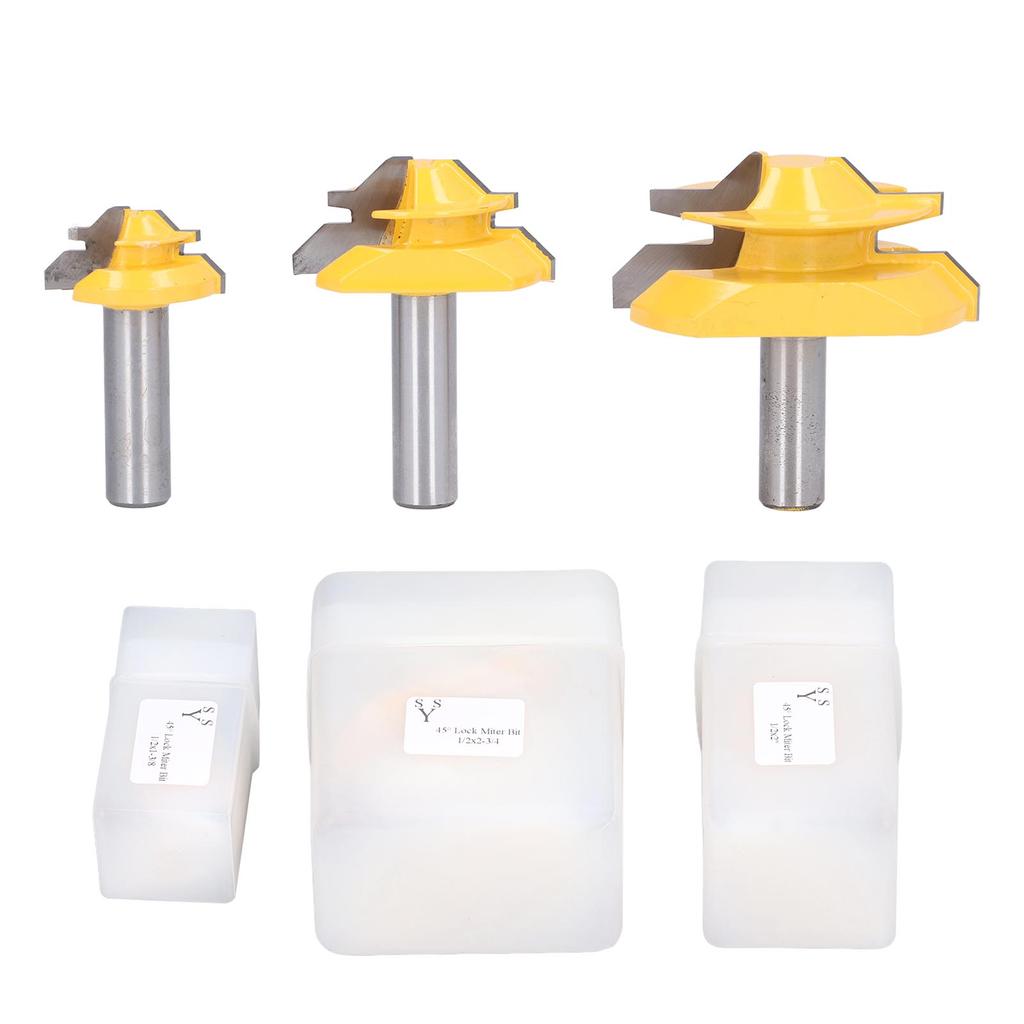 3 Stück 12in Schaft Fräser 45 Grad Leimfugen-Nutfräser Holzbearbeitung Fräswerkzeugsatz