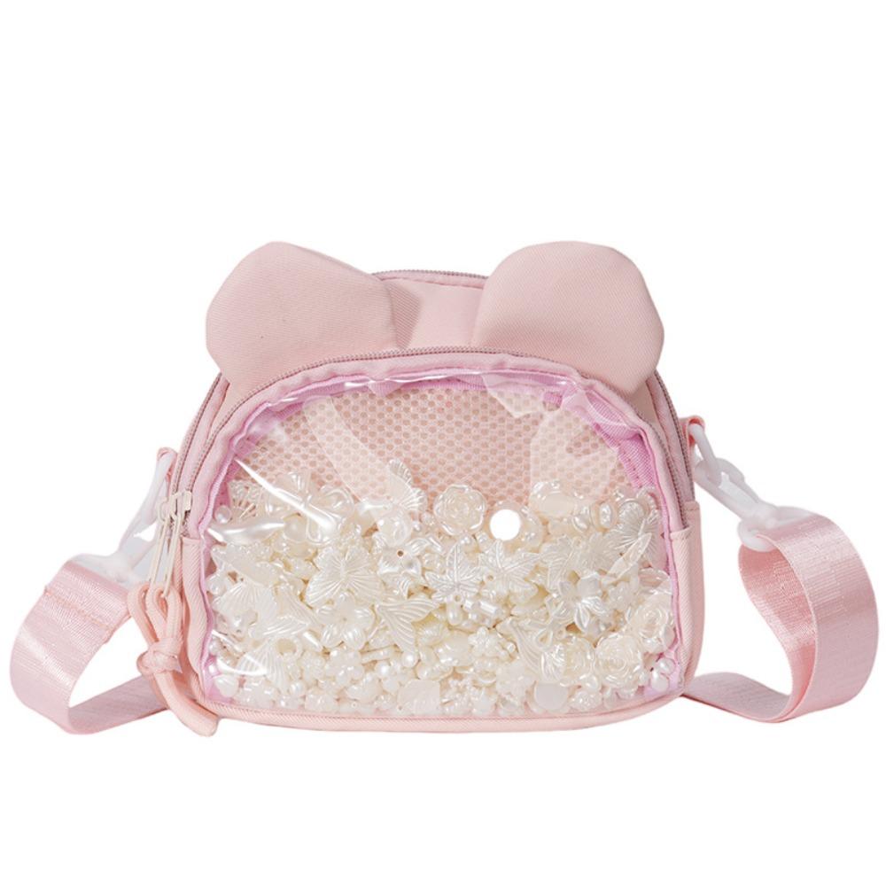 

Nylon Transparent Crossbody Bag Zipper Shoulder Bag Creative Mini Itabag Gift розовый