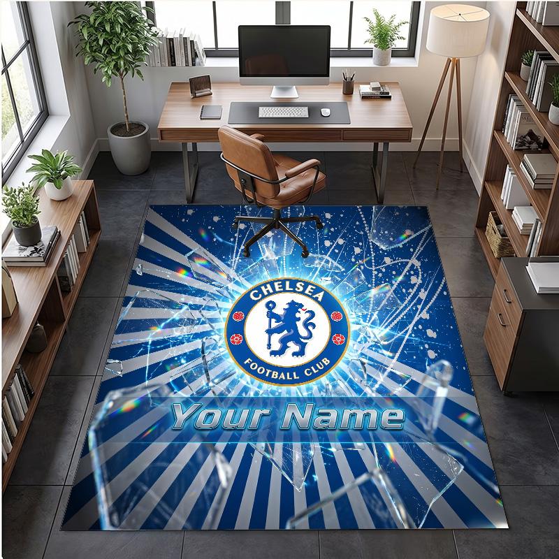 Crystal Velvet Rug Chelsea FC Print Custom Name Text Floor Mat Home Decor