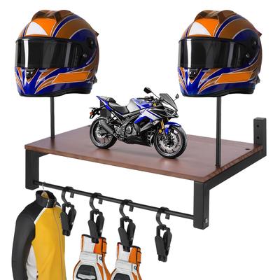 Wooden Motorcycle Helmet Holder with 5 Hooks Helmet Organizer Rack Wear Resist Helmet Hanger for Motorcycle Accesories Storage