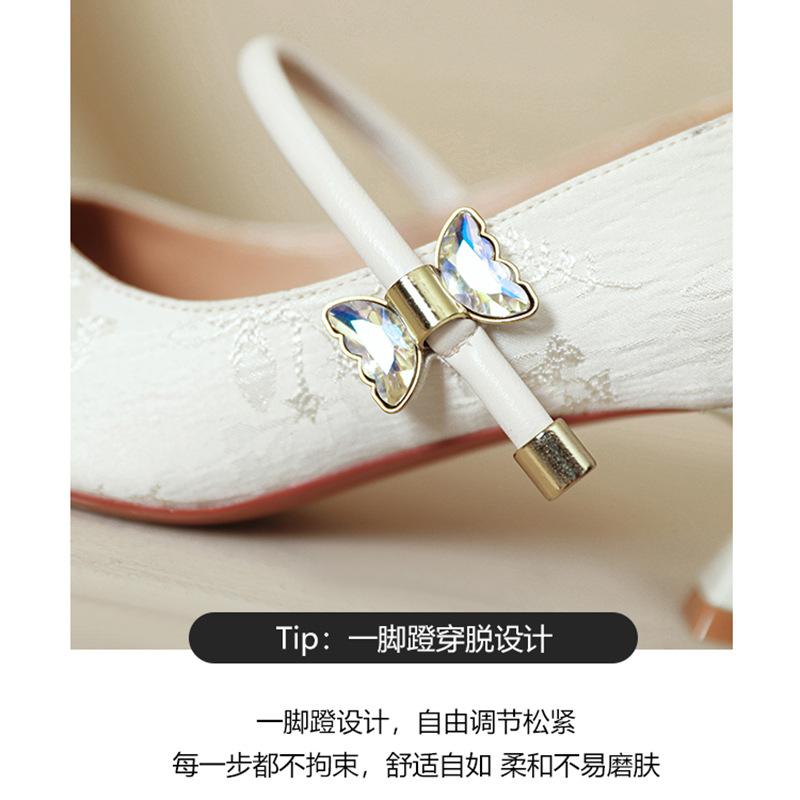 Pointed high heels stiletto new women's shoes one-word belt Mary Jane shoes soft belt and single shoes