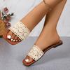 Fashion Women Slippers Hollow Fabric Sandals 2025 New Outdoor Fashion Slippers Sexy Elegant Casual Flat Shoes Party Comfy Slides Women
