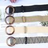 Cotton And Linen Wind Woven Belt Women'S Round Square Buckle Dress Long Shirt Decorative Waist Seal