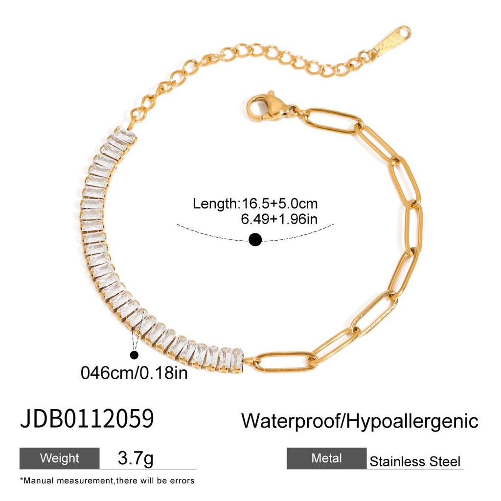 Youthway Vielseitig Lässig Vergoldetes Edelstahl Geometrisch Strassstein Tennis Kette Armband Halskette Set Sportliches Zubehör