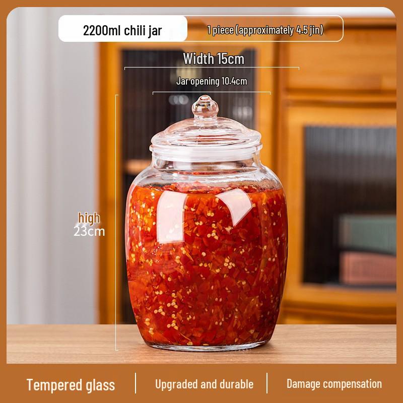 Sichuan Turşu Sebzeleri Geniş Ağızlı Fermentasyon Kavanozu - Cam, Gıda Sınıfı, Kalınlaştırılmış, Büyük Kapasiteli, Ev Kullanımı