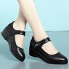 Spring and Autumn Middle-aged and Elderly Round Head Solid Color Grandma Single Shoes Light Mouth Comfortable and Lightweight Versatile Velcro Wedge