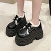 Heel small leather shoes women's velvet 2025 new autumn and winter outer wear shoes fluffy cotton shoes British platform loafers