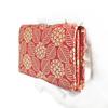 [Inden-ya] Inden Business Card Case, Large Capacity, Deerskin Leather, Red with White Lacquer, Hydrangea Pattern, 2501-13-174