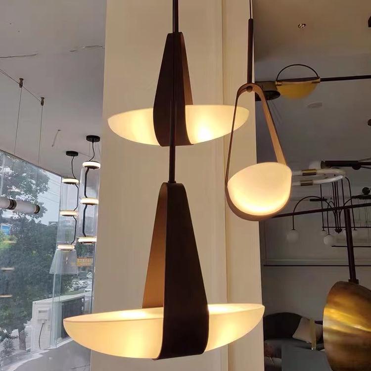 Nordic LED Pendant Light: Creative Designer Leather & Glass for Living Room or Bedroom.