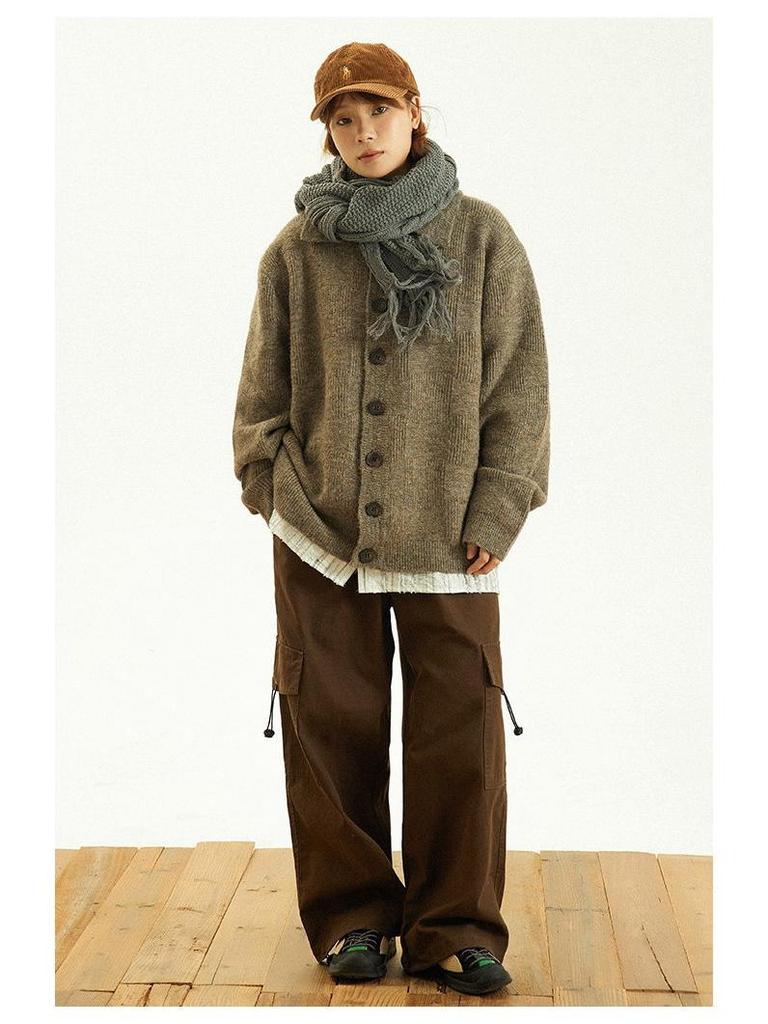 Unisex Japanese Knit Cardigan Jacket for Autumn/Winter - Heavyweight, Versatile, Loose Style
