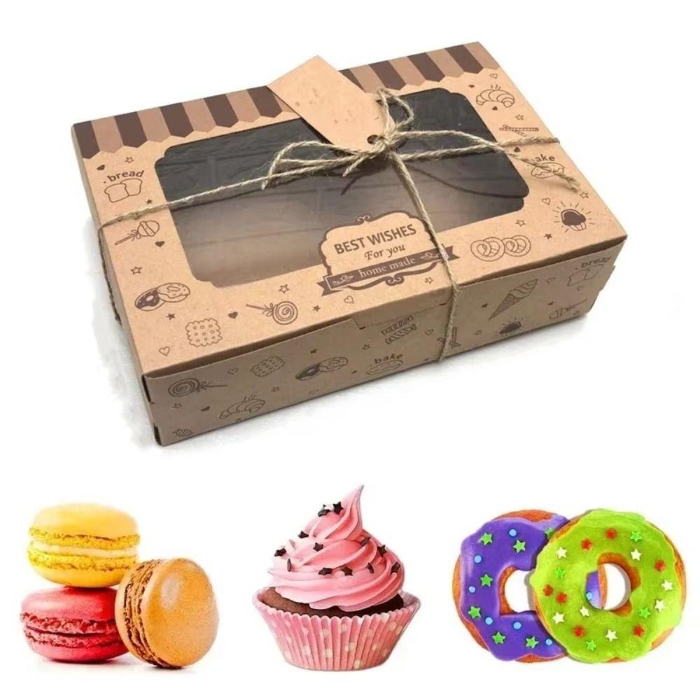 

12pcs Transparent Window Dessert Cake Bakery Box Baby Shower Birthday Party Supplies 12pcs