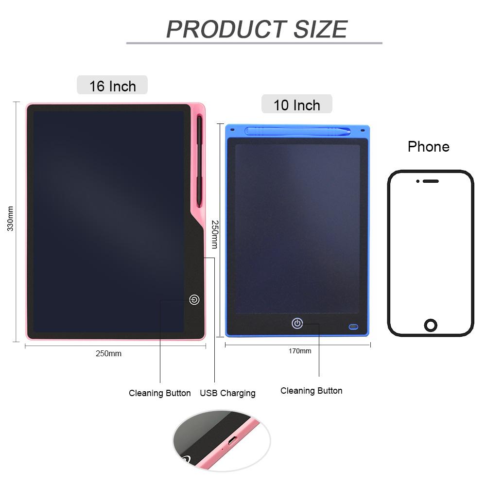 16/10Inch LCD Children's Drawing Tablet Educational Toys Doodle Writing Tablet Child Gifts USB Charging Electron Handwriting Pad