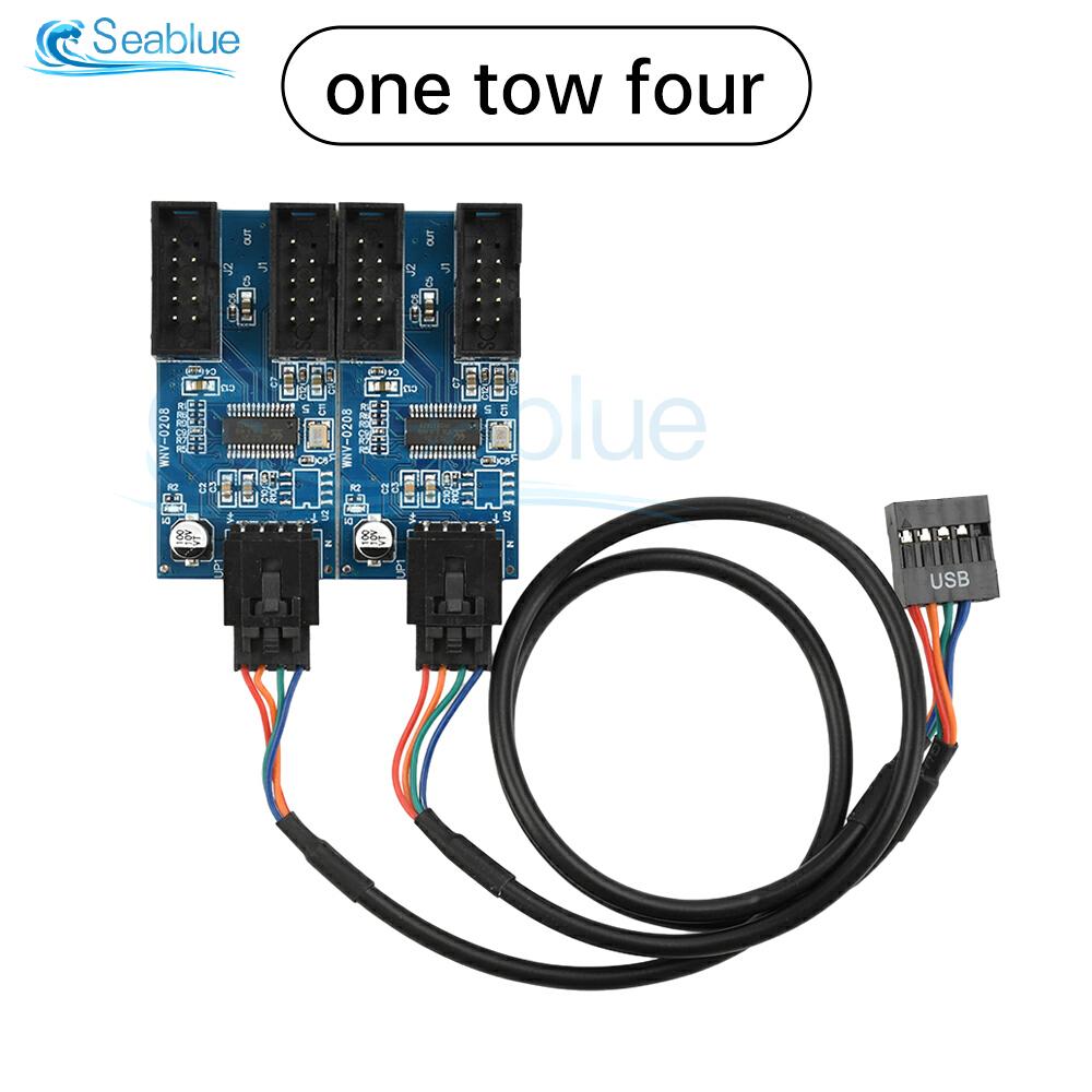USB Hub USB Splitter USB2.0 9Pin to Dual 9Pin Hub Adapter Riser Motherboard USB 9Pin Header Connector 1 to 2/4 Extension Cable