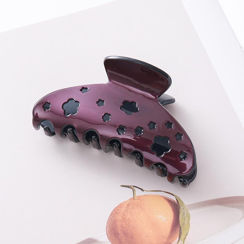 Ацетатный зажим для волос «Акула» с цветочным узором Tangli для девочек фиолетовый