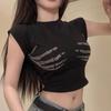Hot Girl Sexy Nightclub Short Cropped Slim Fit Short-sleeve T-shirt for Women, Summer Slimming Base for Pure Desire Women's T-tops Wholesale