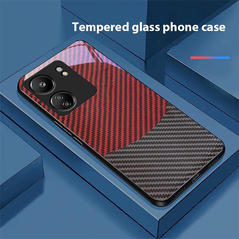 Dwukolorowe Paski Dla Xiaomi Redmi 13C Note13 12 Pro Plus 5G Note 9 13T Pro POCO X6 F5 F6 Czarne Szkło Hartowane Etui na Telefon