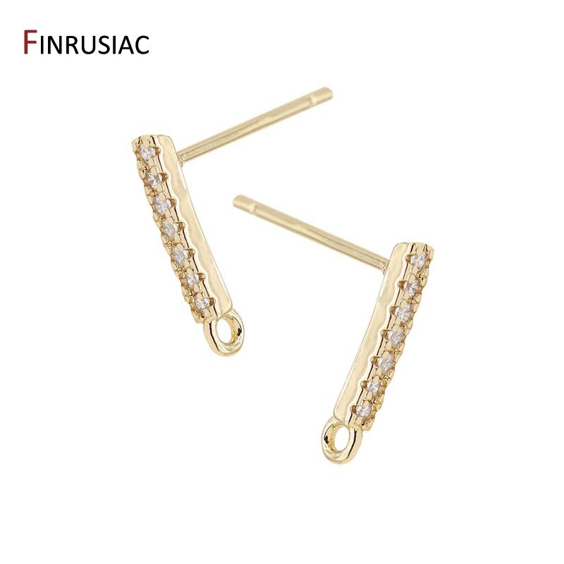 

Earring Making Supplies 14K Gold Plated Long strip Post Earring Findings For Shiny Charm Earring Fashion Jewelry DIY Fittings 1 pair