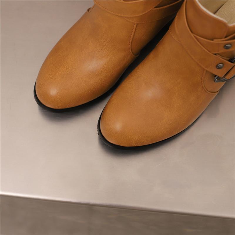 Women's High-heeled Short Boots Autumn and Winter New Thick-heeled Large-size Casual Short Boots