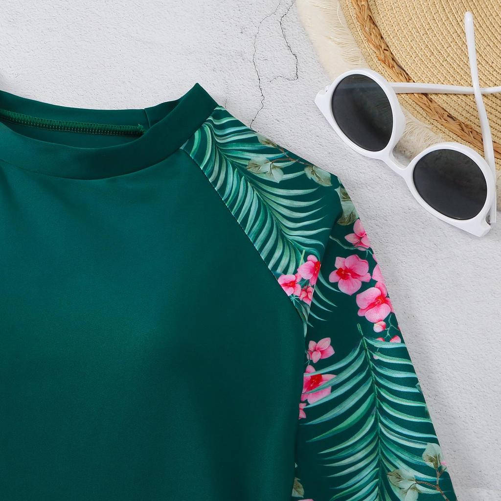 Dámské dvoudílné konzervativní bikiny s dlouhým rukávem a digitálním potiskem pro rok 2024