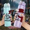 1PC Snowman Winter Outdoor Pattern 750ml Color Plastic Sports Water Bottle Leakproof Flip Straw Lid Suitable for Sports Office Home Use