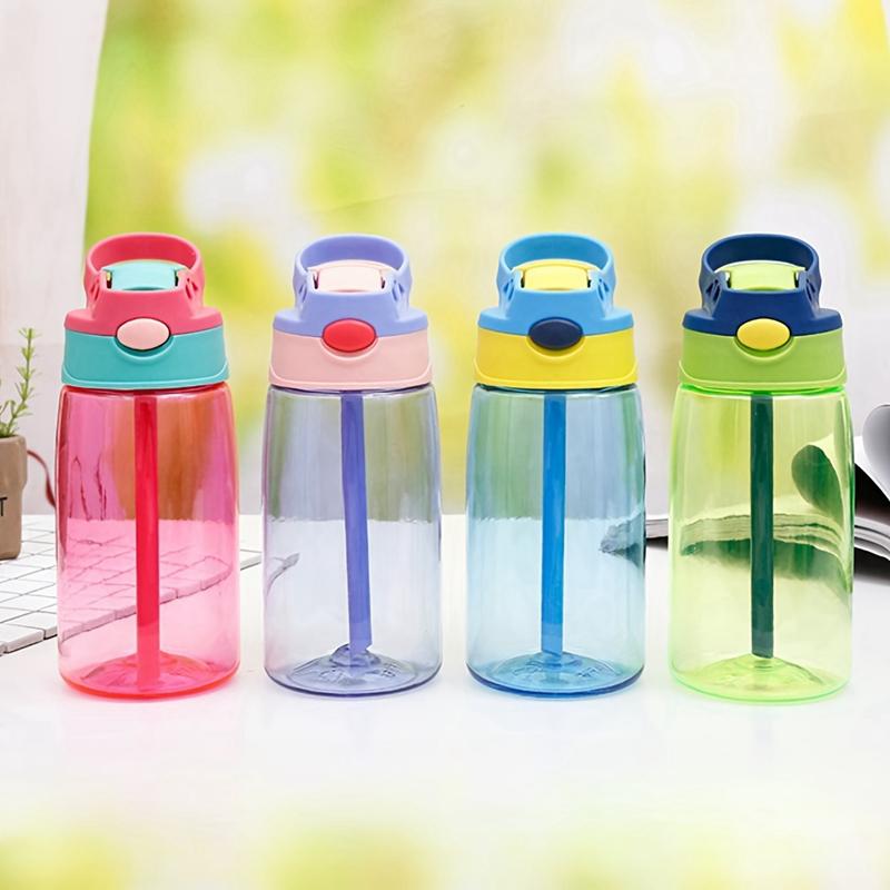 480ml Kids Water Cup With Straw Cartoon Leakproof Plastic Water Bottles Outdoor Portable Drink Student School Child Cute Cup