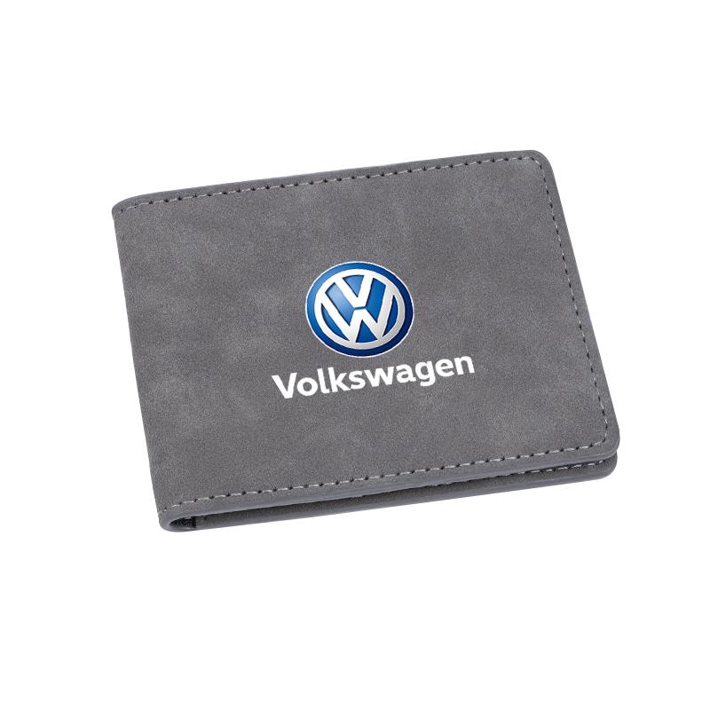 Carbon Fiber Leather Car Emblem Card Holder Billfold For VW Golf Amarok Phaeton GTI Teramont Tiguan Passat Polo Jetta keychain ZM7