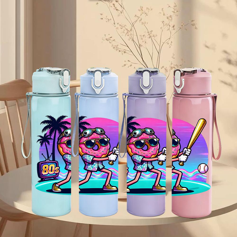 1PC Sunglasses Baseball Axolotl Figure 750ml Color Plastic Water Bottle Leakproof Flip Straw Lid For Sports Office Home Use
