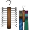 Wooden Tie Rack Retro Belt Storage Hanger Organizer for Men Closet Space Saving Rack with 20 Non-Slip Hooks for Ties Belt Scarf Organizer 360 Rotate