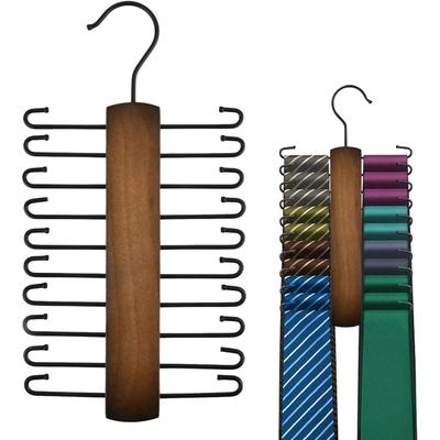Appendi Cravatte in Legno Appendi Organizer Retro per Cintura per Armadio da Uomo Salvaspazio con 20 Ganci Antiscivolo per Cravatte Cintura Sciarpa Organizer Rotazione 360