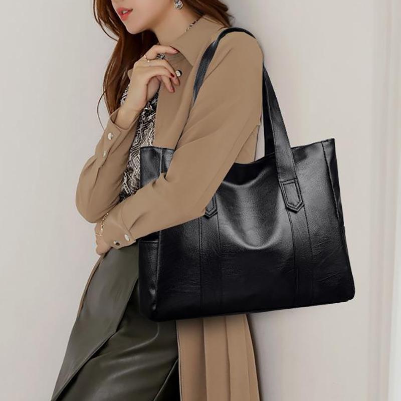 Retro Tragetasche aus weichem Leder Neue PU Handtasche mit hoher Kapazität für Pendler Europäischer und amerikanischer Trend Einfache und vielseitige Mode-Schultertasche