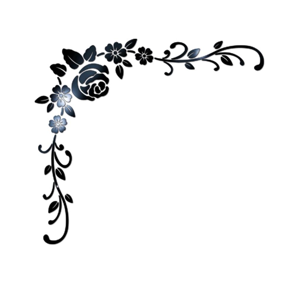 Corridor Wall Sticker Living Room Background Mirror Flower Art Acrylic