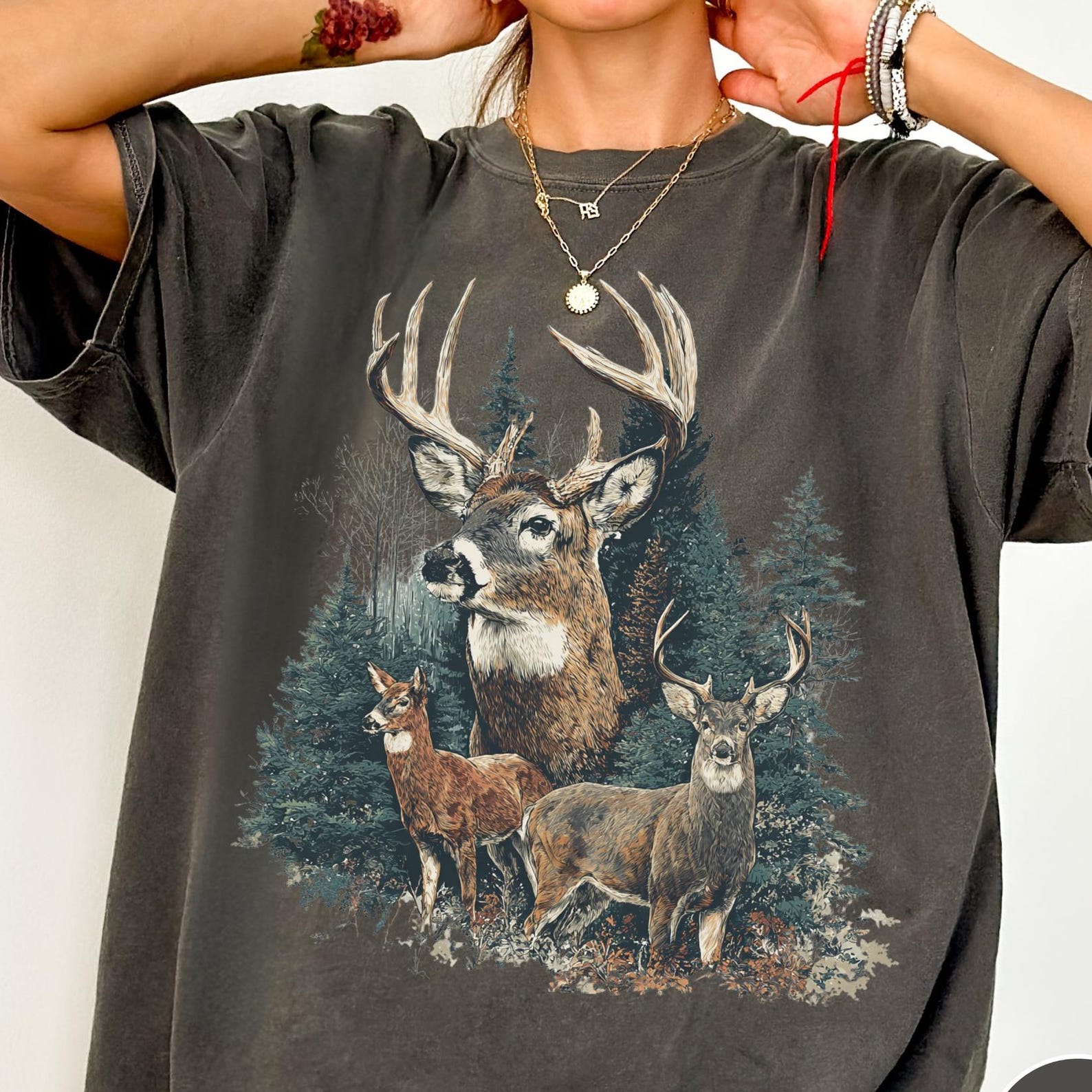 Vintage Deer Comfort Colors® Shirt: Unisex Retro Nature T-Shirt, Deer Hunting Aesthetic, Outdoorsy Aesthetic Graphic Tee, Deer Shirt L
