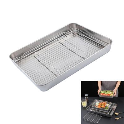 Stainless Steel Baking Pan with Wire Rack Turkey Roasting Oven Tray For Large Capacity Cooking Multipurpose Kitchen Tool